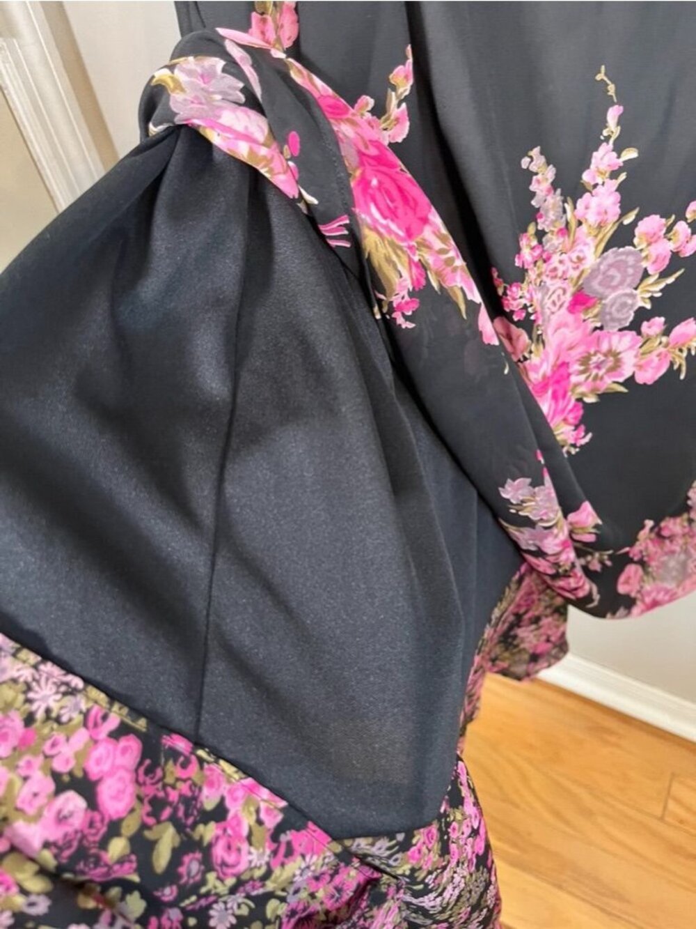 Colorful Floral Dress Black 20W Cottage Retro Mod Boho Indie Classic Chic Preppy - Picture 7 of 7